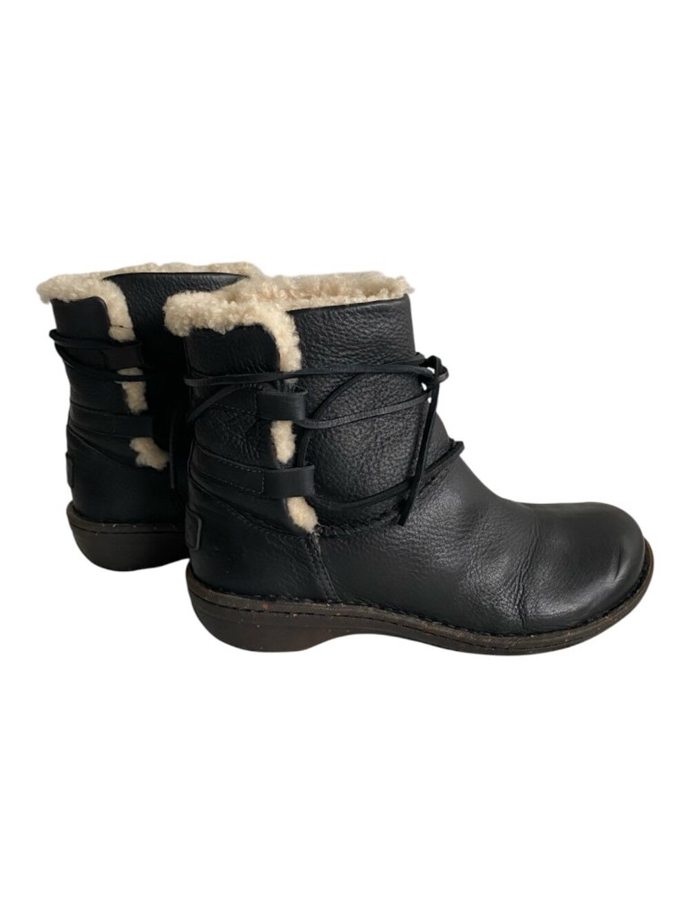 Ugg Caspia Waterproof Leather Shearling Lined Black Ankle Boots SZ 9